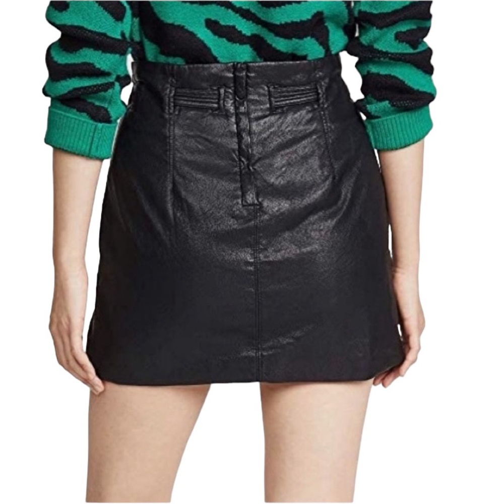 🆕 FREE PEOPLE Payton Paper-bag Vegan Leather Black Mini Skirt Sz 0 NWT - Picture 7 of 13